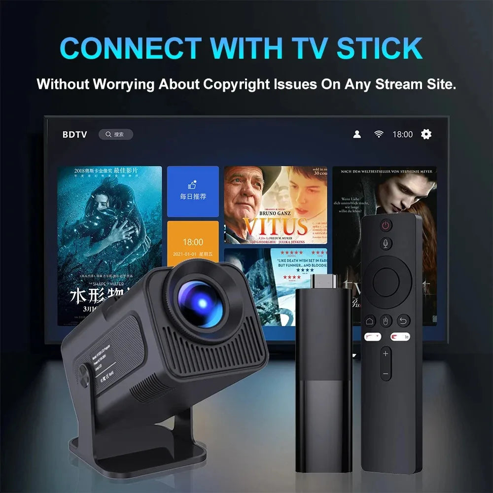 HY320 video projector 4k Native 720p Android Projectors 300ANSI Wifi Cinema Portable 180° Rotable 1080p Upgrated HY300