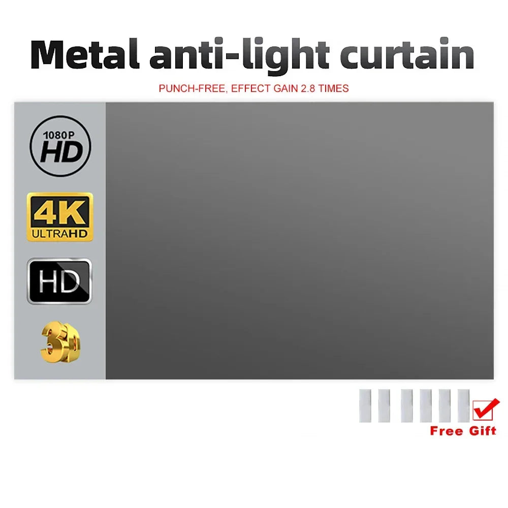 4K High-definition 16:9 Anti Light Screen Portable Home Projector, Simple Projector, Metal Material Foldable Viewing Device