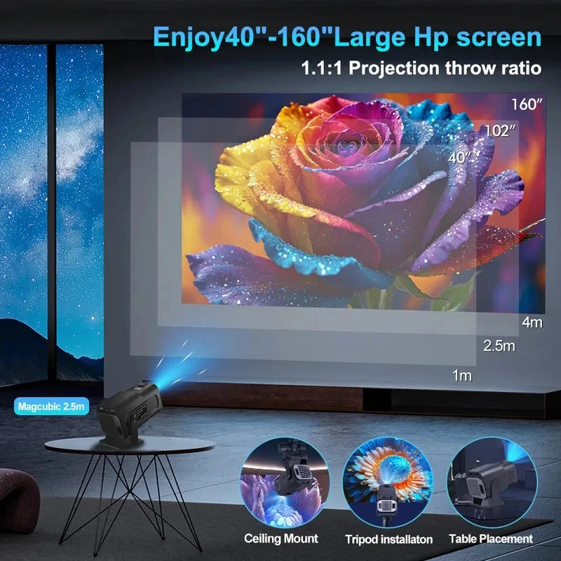 HY320 video projector 4k Native 720p Android Projectors 300ANSI Wifi Cinema Portable 180° Rotable 1080p Upgrated HY300