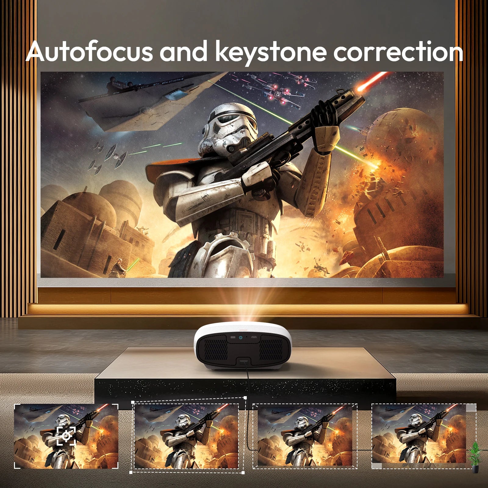 VEVSHAO Full HD Projector A22 4K Video Smart TV for Home WIFI 1080P 1000 Lumen Projectors Media Video Player Smart Beamer