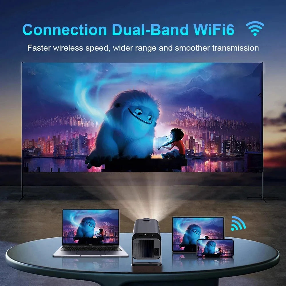 HY320 video projector 4k Native 720p Android Projectors 300ANSI Wifi Cinema Portable 180° Rotable 1080p Upgrated HY300