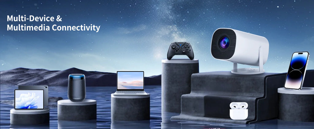 Mini Projector with WiFi & Bluetooth, 4K Support, Android System, Portable for Home Theater, Business, Gaming