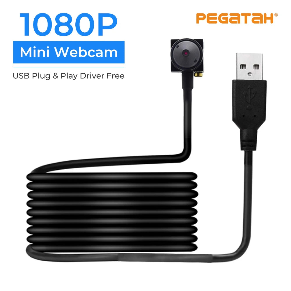 Full HD Mini 2MP USB Webcam with Interchangeable Lenses (2.8/3.7mm) | 1080P Full HD for PC, Conferencing & Security Monitoring