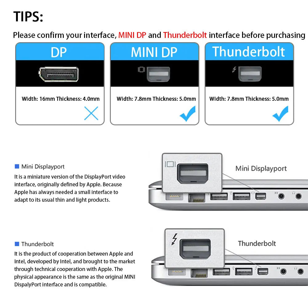 Mini DP Thunderbolt to HDMI-compatible Adapter Connecto Converter 4K 2K 1080P For MacBook surface laptop TV monitor projector
