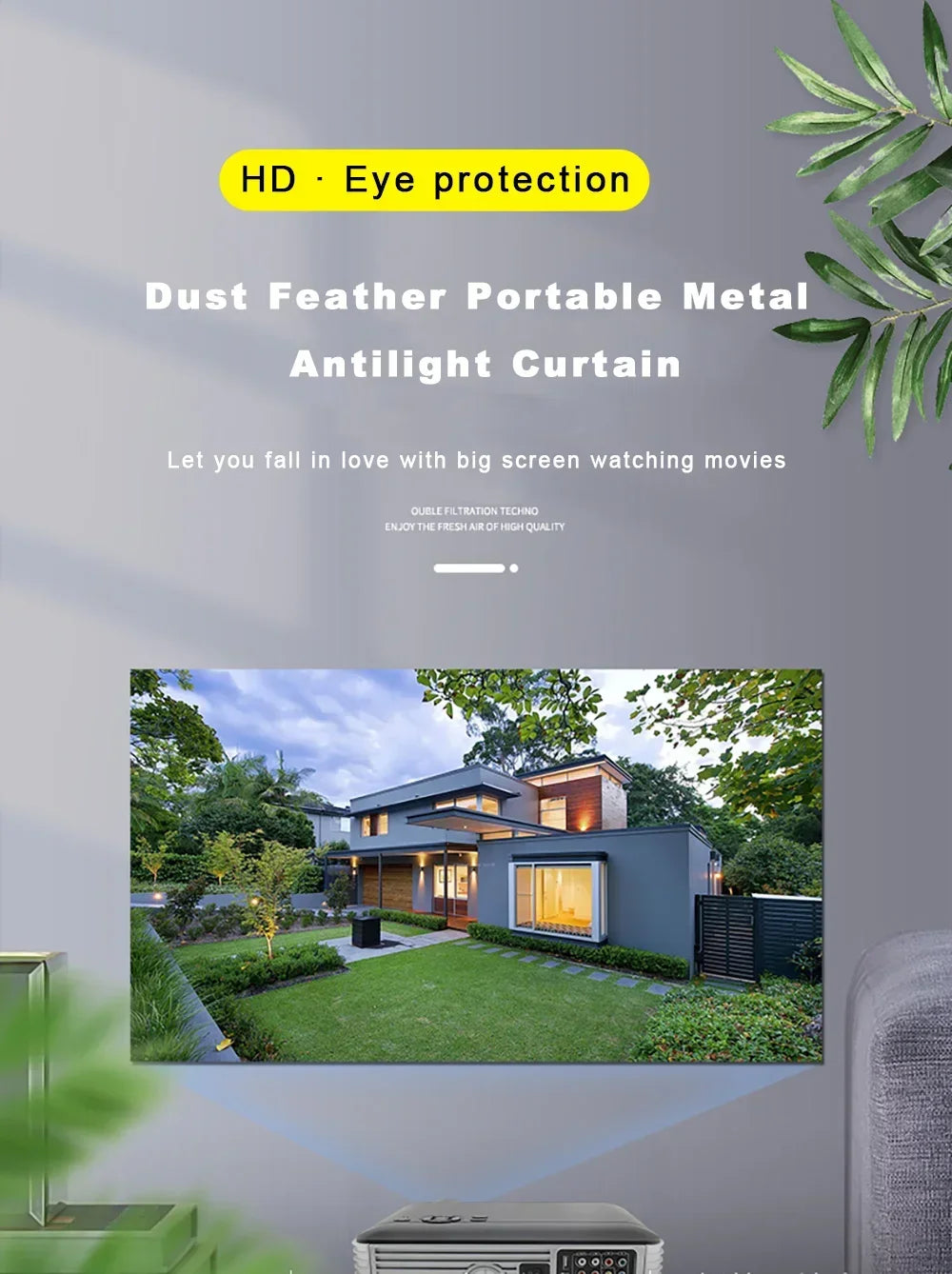 4K High-definition 16:9 Anti Light Screen Portable Home Projector, Simple Projector, Metal Material Foldable Viewing Device