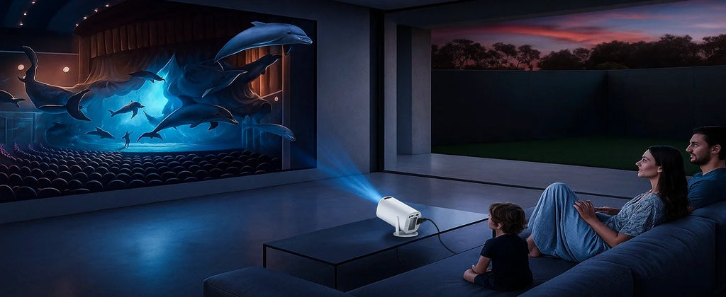 Mini Projector with WiFi & Bluetooth, 4K Support, Android System, Portable for Home Theater, Business, Gaming