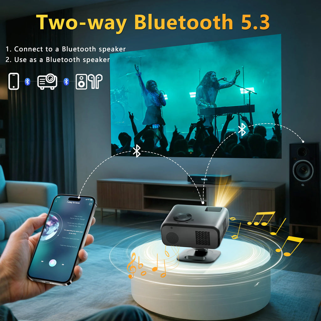 HORLAT M4 25000Lumens Portable Proyector Android12 Mini Projector 4K 64G Auto Focus Keystone Full HD 1080P 3D Home Theater WiFi6