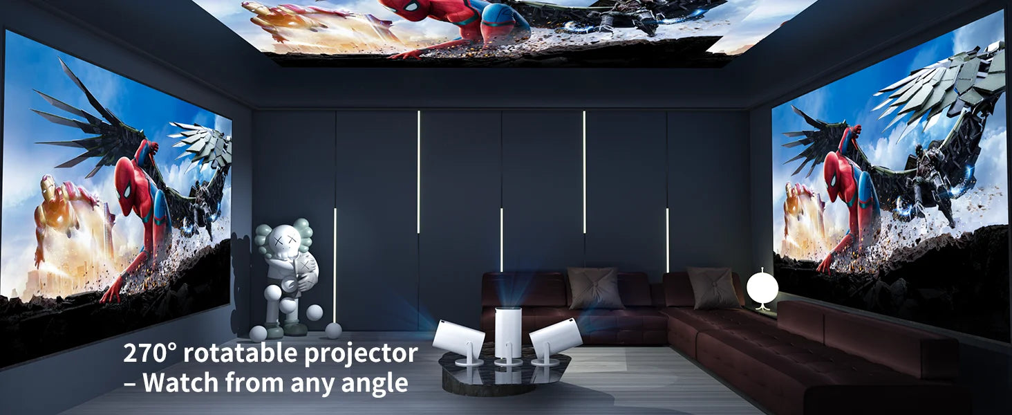 Mini Projector with WiFi & Bluetooth, 4K Support, Android System, Portable for Home Theater, Business, Gaming