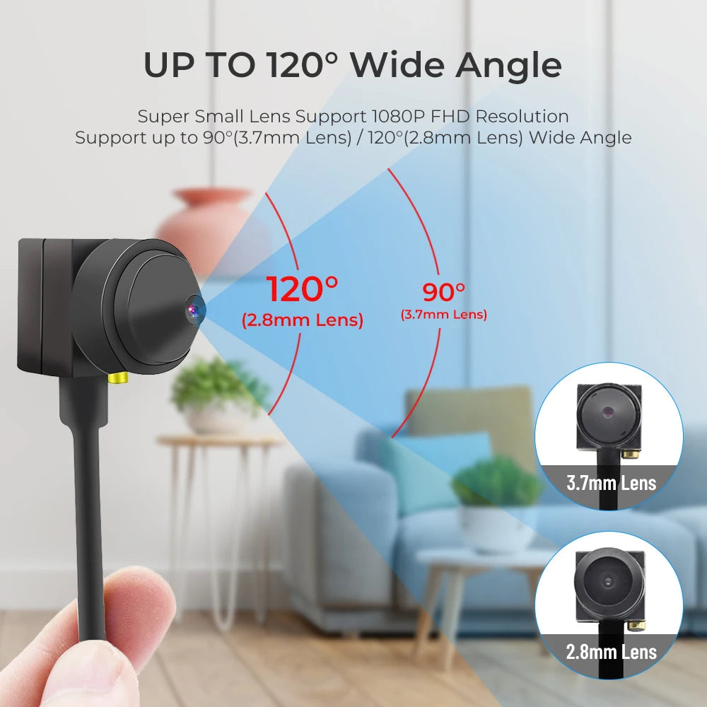 Full HD Mini 2MP USB Webcam with Interchangeable Lenses (2.8/3.7mm) | 1080P Full HD for PC, Conferencing & Security Monitoring