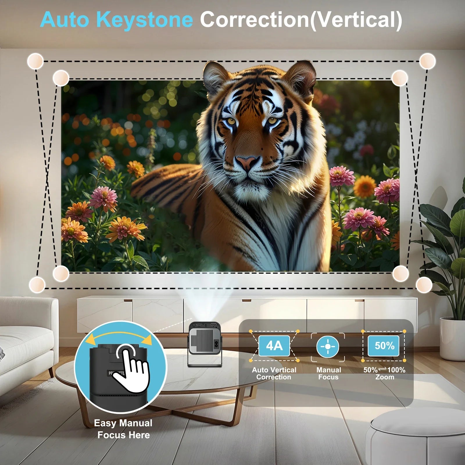 Woopker HY320 Mini Android 11 4K Projector 720P 300ANSI Wifi6 BT5.0 Ultra Short Focus 180° Rotable Projector For Home Cinema