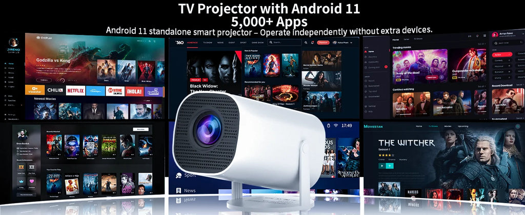 Mini Projector with WiFi & Bluetooth, 4K Support, Android System, Portable for Home Theater, Business, Gaming