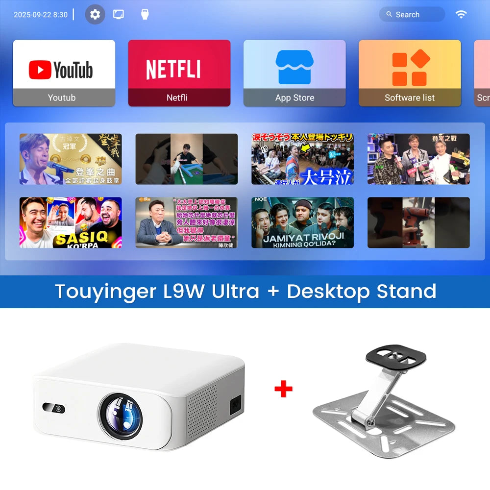 Touyinger L9W Ultra Android Projector 4K Mini Projectors full HD Cinema Video Proyector LED Home Theater Beamer Screen Bluetooth