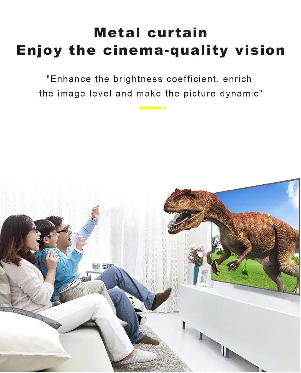 4K High-definition 16:9 Anti Light Screen Portable Home Projector, Simple Projector, Metal Material Foldable Viewing Device